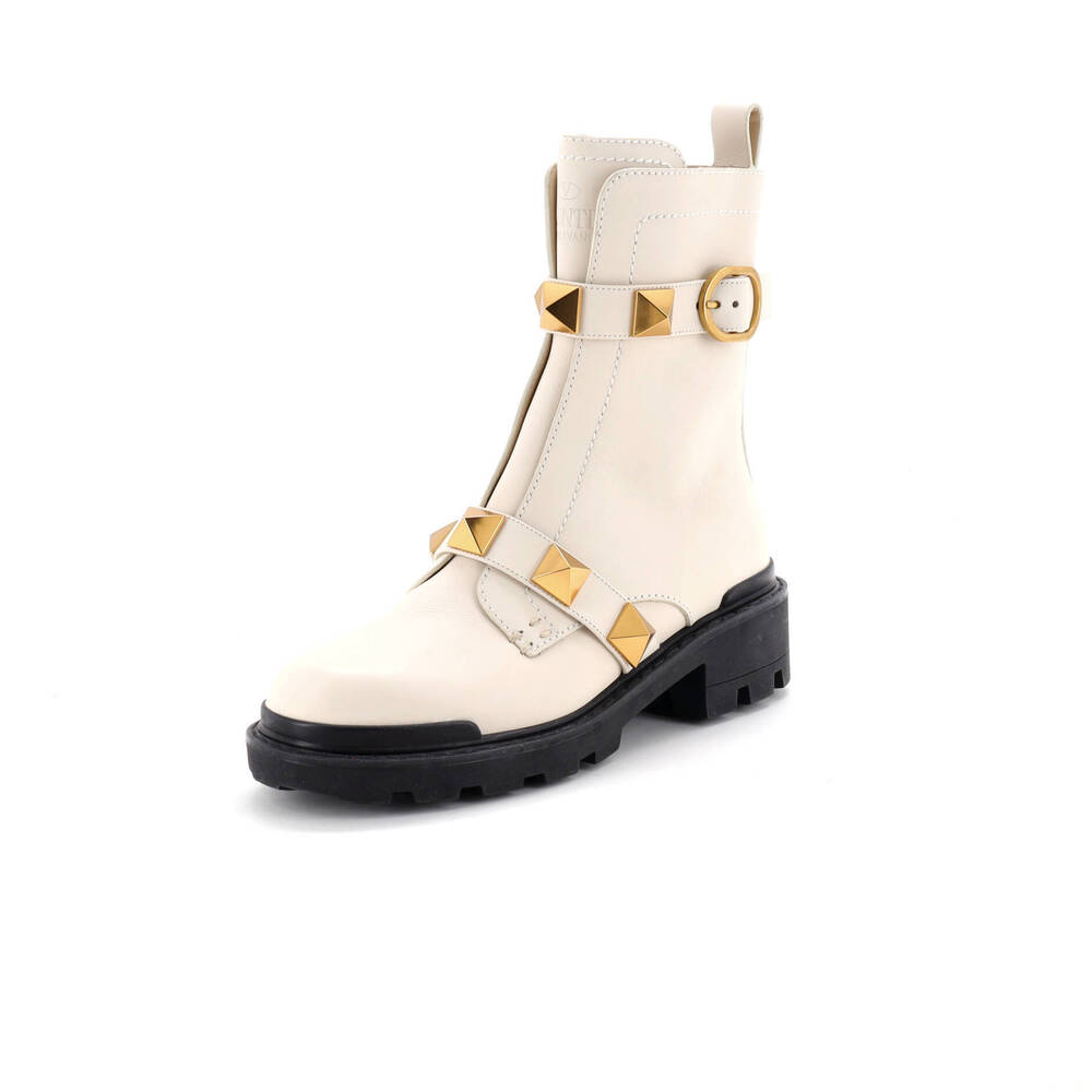 Valentino Garavani Women's Roman Stud Combat Ankle Boots Leather